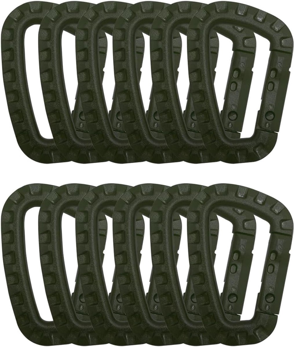 12 stuks karabijnhaken, D-vorm, kunststof karabijnhaken, karabijnhaken, clipset