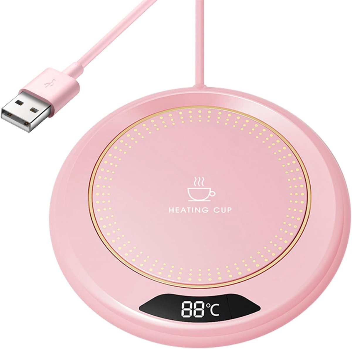 Kopjeswarmer, 3 temperatuurinstellingen, 20W USB slimme kopjeswarmer | Elektrische kopjeswarmer voor thee, melk, keuken, kantoor, thuis, cadeau | Cadeau voor thuis - roze