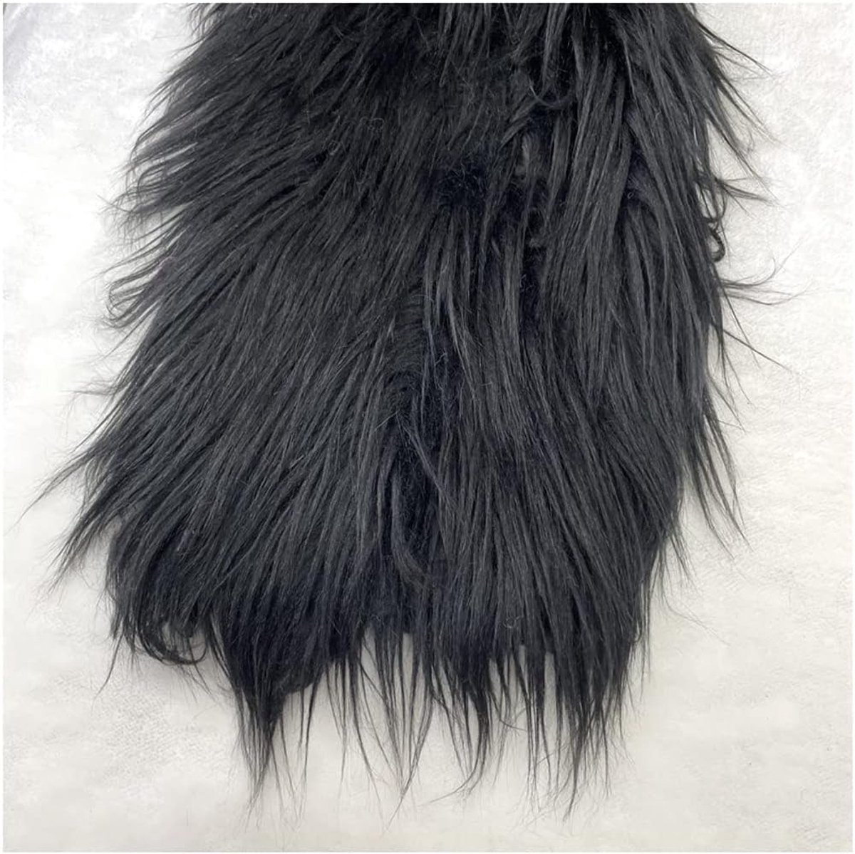 Faux Fur Fabric Lange Pool Zacht Pluche Pluizige 170x50cm Kunstbont Stof Voor Kostuum Kunst Ambachten Speelgoed Decoraties Cosplay Gooit(Color:zwart)