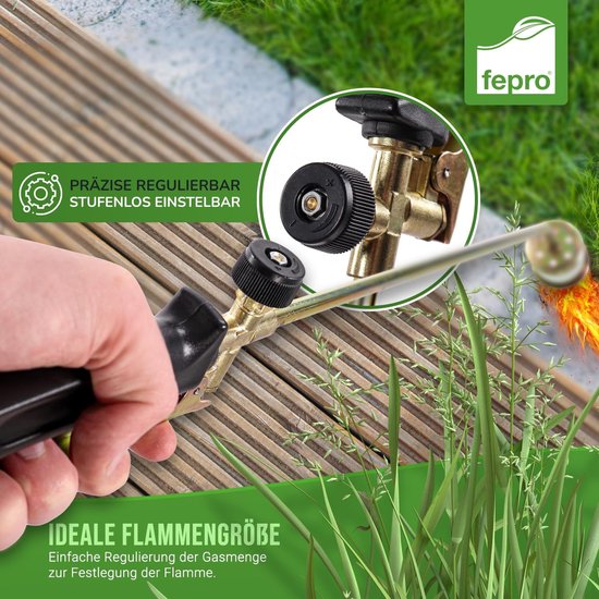 Gasbrander Set - Onkruidbrander Vlammenwerper - Onkruid Verwijderen - Traploos Regelbare Vlam - 58 kW - Zilver — afbeelding 4