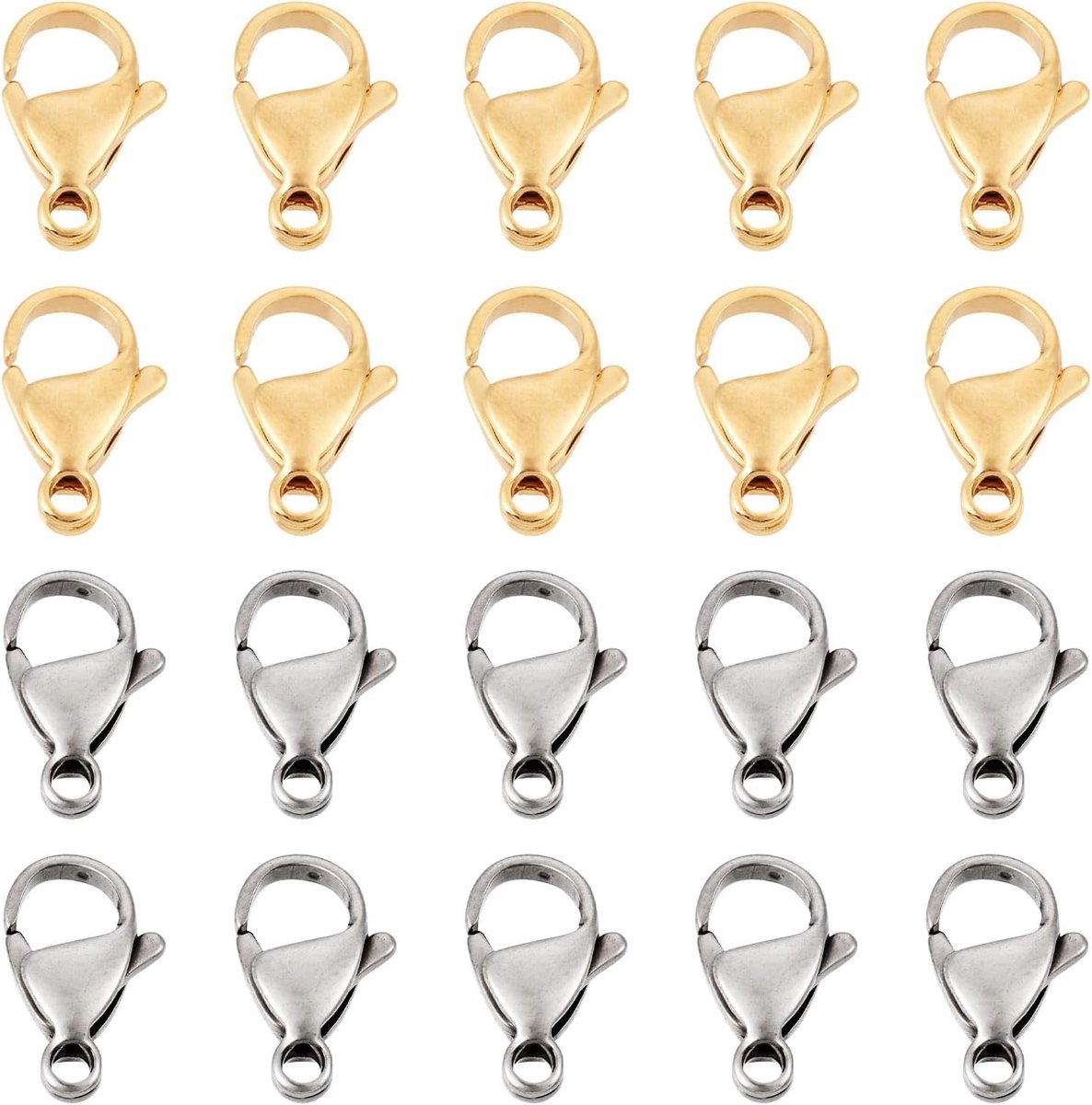 100 stuks 15 mm sieraden sluiting connector sets 24K vergulde kreeft klauw sluitingen 304 roestvrij staal kreeft klauw sluitingen voor sieraden maken armband ketting
