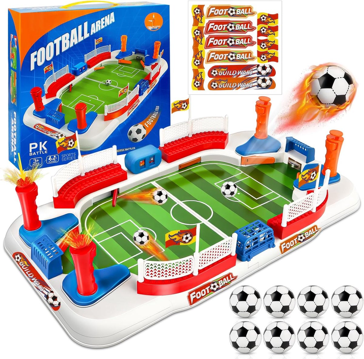 Groene Tafelvoetbalset voor Kinderen - 55 × 31 cm - Dubbele Flippers - Inclusief 8 Voetballen - Voor 2-4 Spelers, 5-12 Jaar