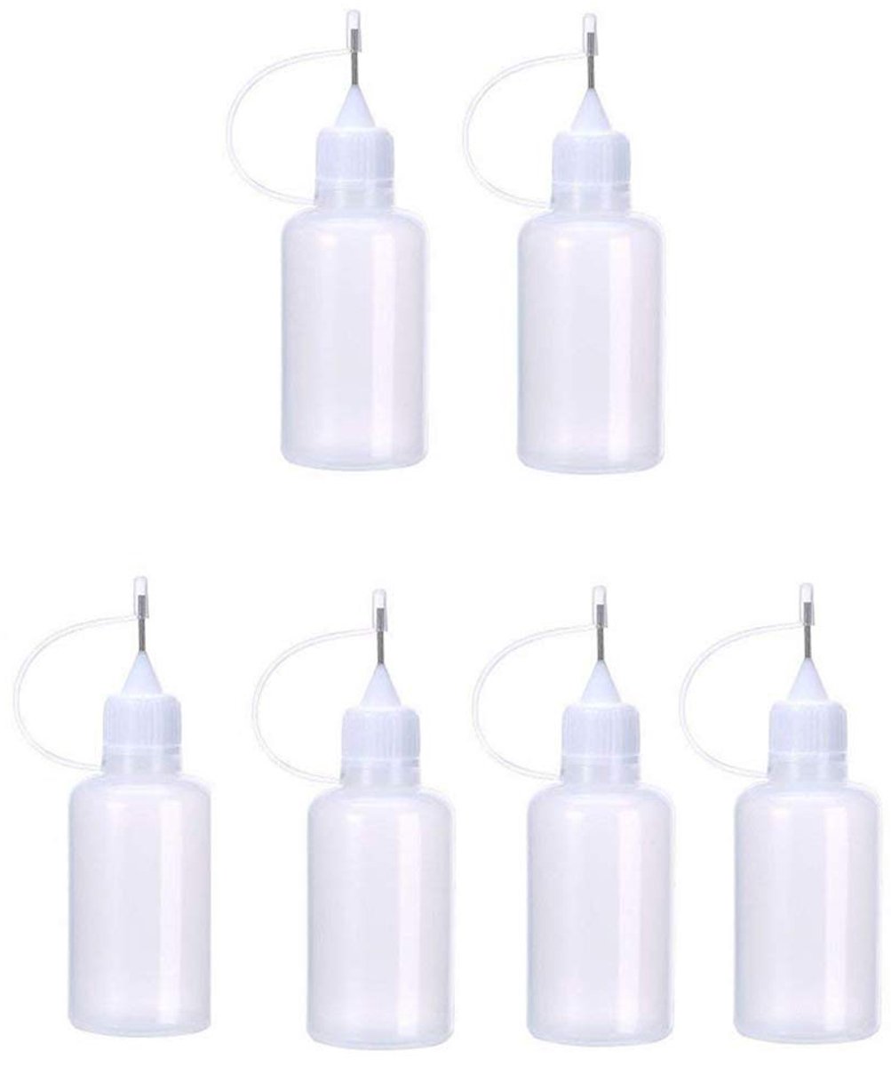 Applicatorflessen met naaldpunt, 6 stuks, lijmfles met naaldpunt, 30 ml, papiergereedschap voor knutselwerk, vulgereedschap, precisiefles