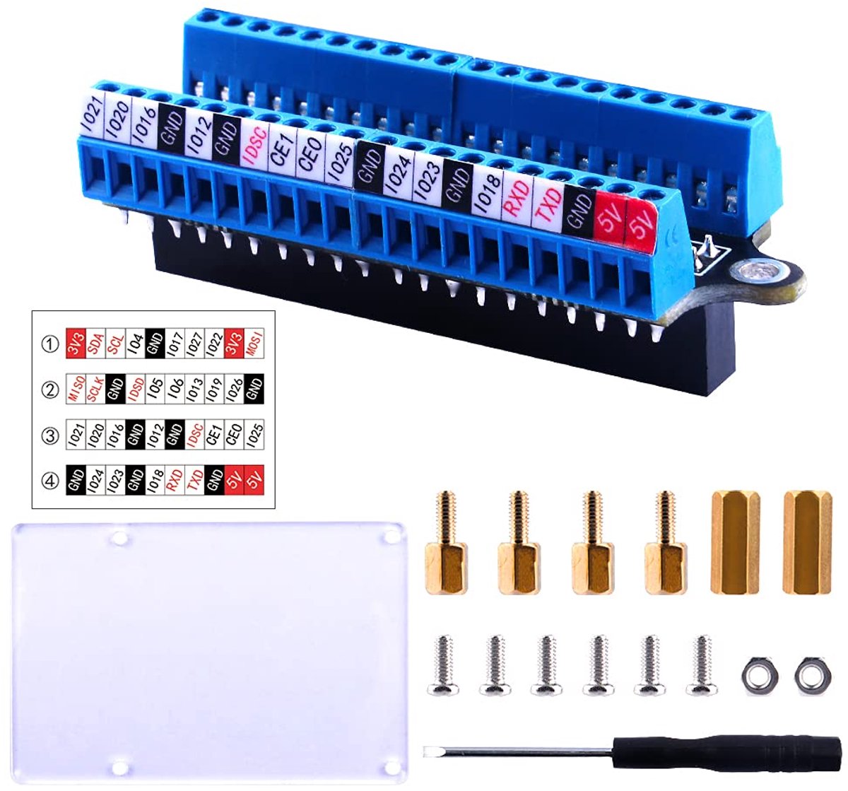Pi Micro GPIO Terminal Block Breakout Board Module, GPIO Expansion Board Micro Connector voor Raspberry Pi 4B/3B+/3B/2B