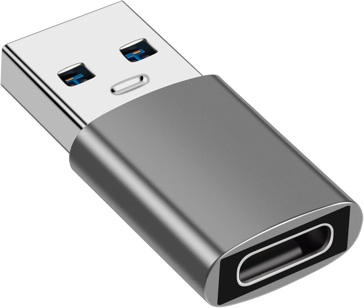 USB naar USB C Adapter, Type C vrouwelijk naar USB 3.1 mannelijk Adapter | Compatibel met iPhone 17/16/15/14/13 Samsung Galaxy S25 S24 S23 Google Pixel 9/8/7 MacBook Laptop en Meer (Grijs)
