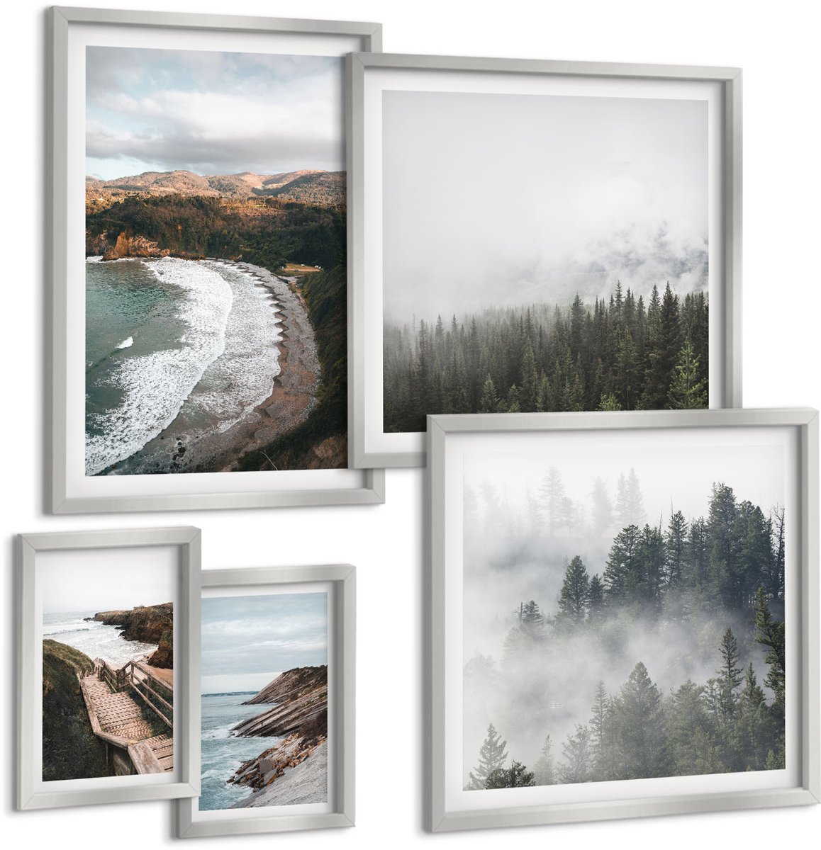 Coloray 5-Delige Schilderij Set - Abstracte Geometrische Patronen Minimalisme - 20 x 30 cm - Schilderijen Set - Wanddecoratie - Woonkamer - Decoratieve Schilderijen