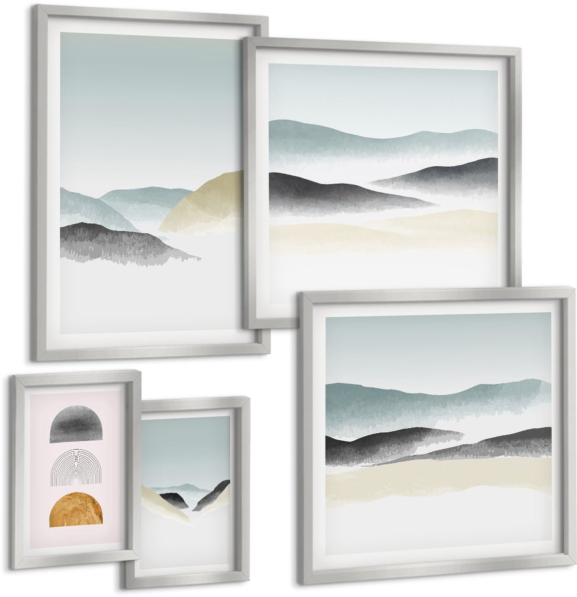 Coloray 5-Delige Schilderij Set - Stijlvolle Illustraties Van Henri Matisse - 20 x 30 cm - Muurdecoratie - Wanddecoratie - Slaapkamer - Decoratieve Schilderijen