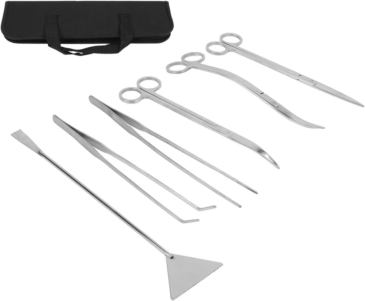 Aquascape Tool Set inclusief RVS Pincet Schaar & Spatel voor Aquarium - 6 in 1 - Anti-Roest - Aquascaping - Aquarium Planten - Aquarium Reinigen