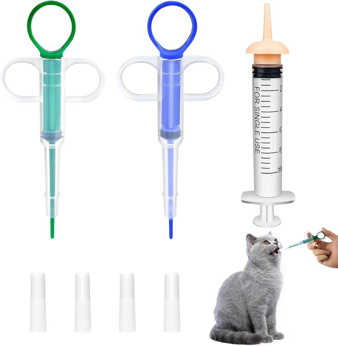 3-delige Tablet Houder voor Honden en Katten, Siliconen Voederhulp voor het Innemen van Pillen en Medicijnen