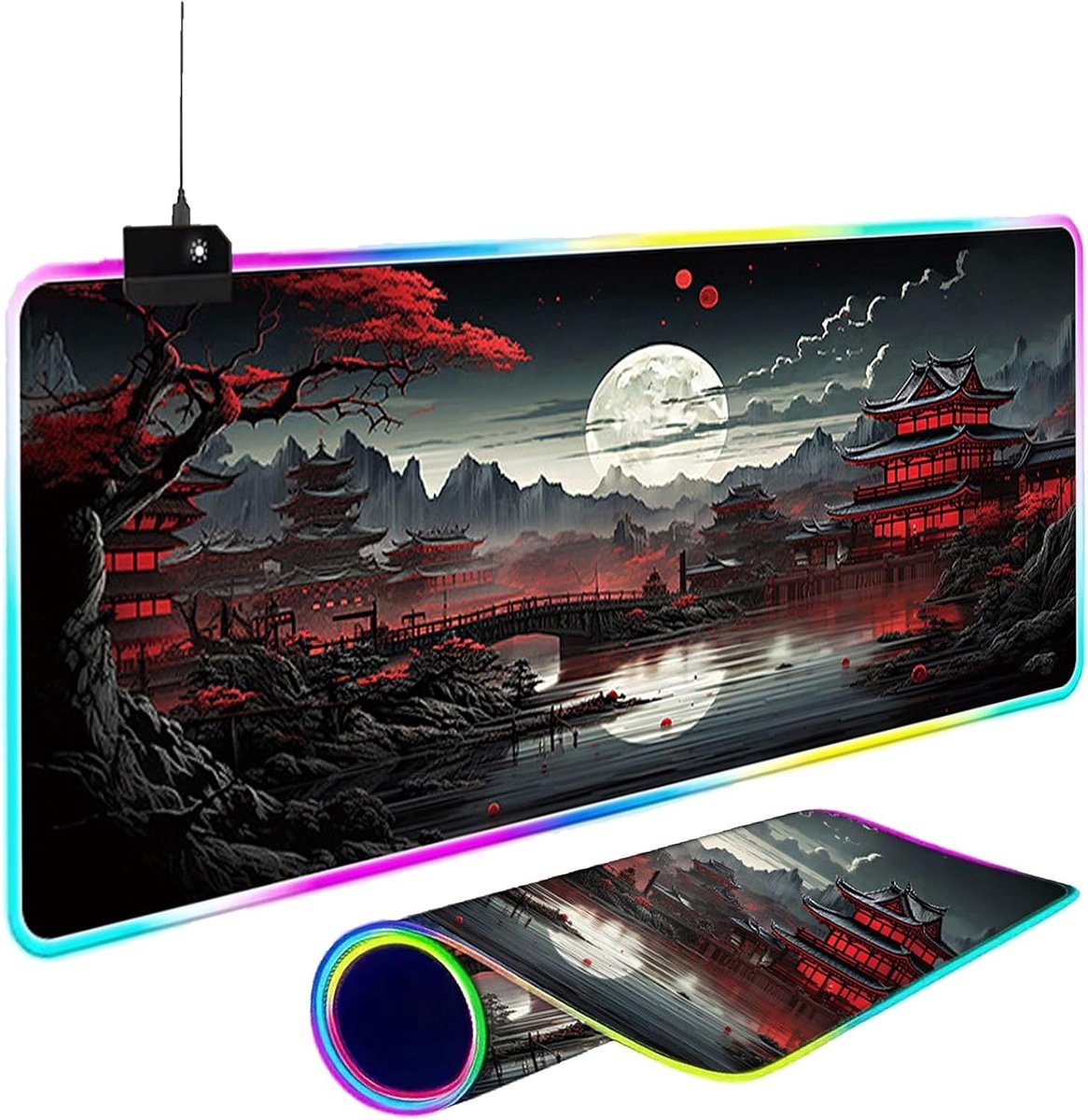 Grote Gaming Bureau Mat met LED Verlichting - 900 x 400 mm, Antislip, Ideaal voor Muismat en Toetsenbord