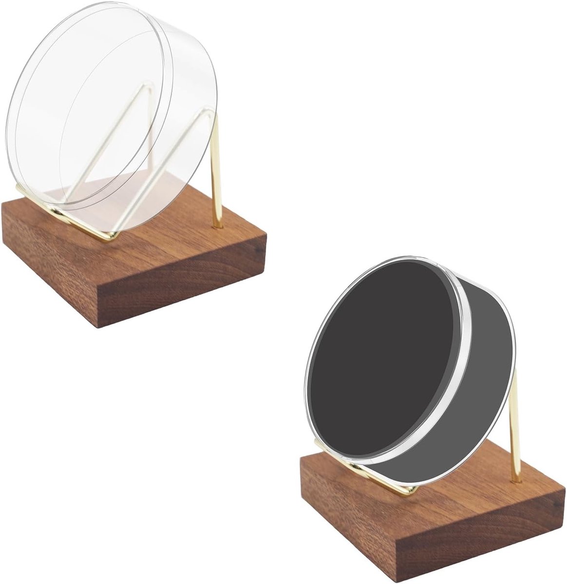Hockey Puck Display Case met Houten Pedestal - Duidelijke Acryl Vitrine voor Handtekeningen en Puck Collectie, Perfect voor Memorabilia Bewaring