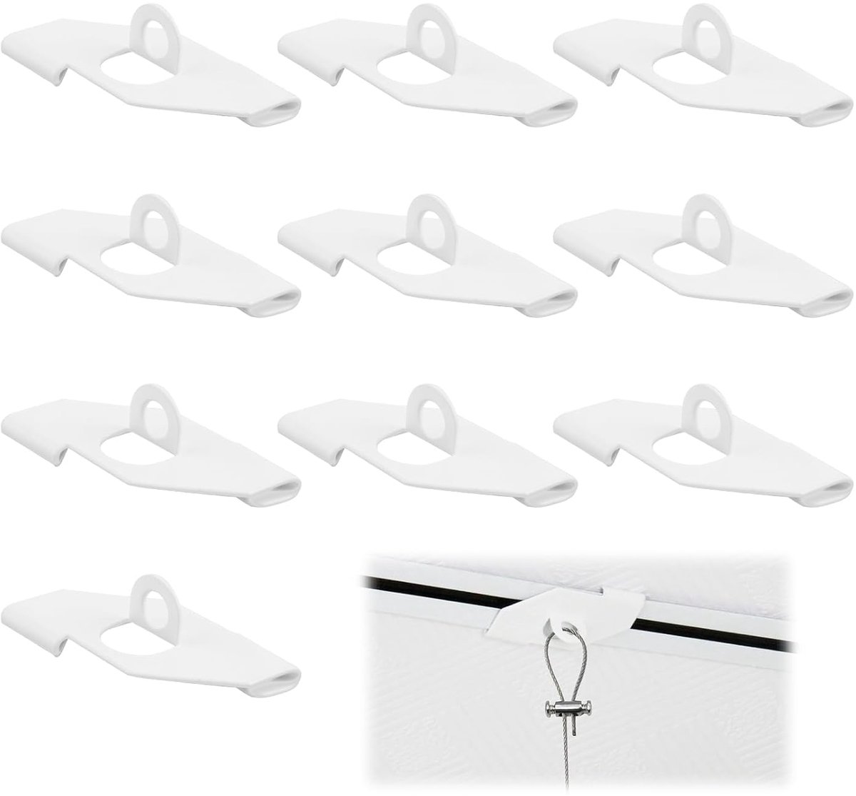 10 stuks plafondclips met ogen voor rasterplafondbevestiging zonder boren, met ogen wit