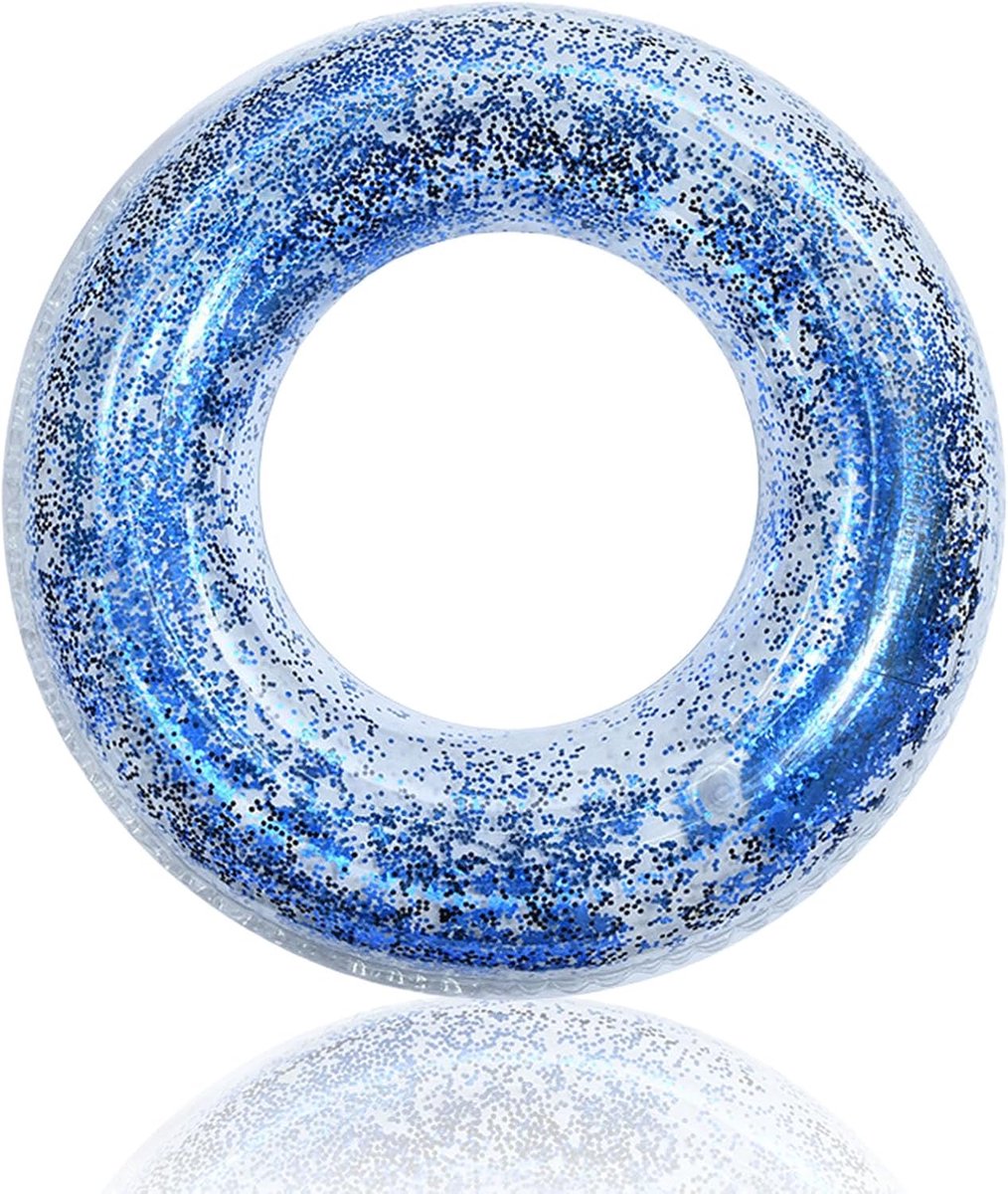 Zwembad Opblaasbare Zwemringen voor Volwassen Tiener, 90/70cm Pailletten Opblaasbare Zwembad Float Rubber Ring, Blauwe Flotatie Buizen Ringen Zwembad Floaties voor Vrouwen Zomer Strand Party Water