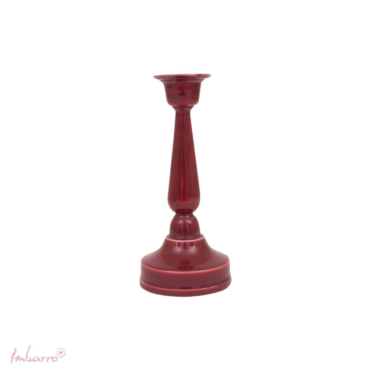 Imbarro Home & Fashion - Kandelaar Fibe Burgundy - Rood - L:9 W:9 H:21 cm