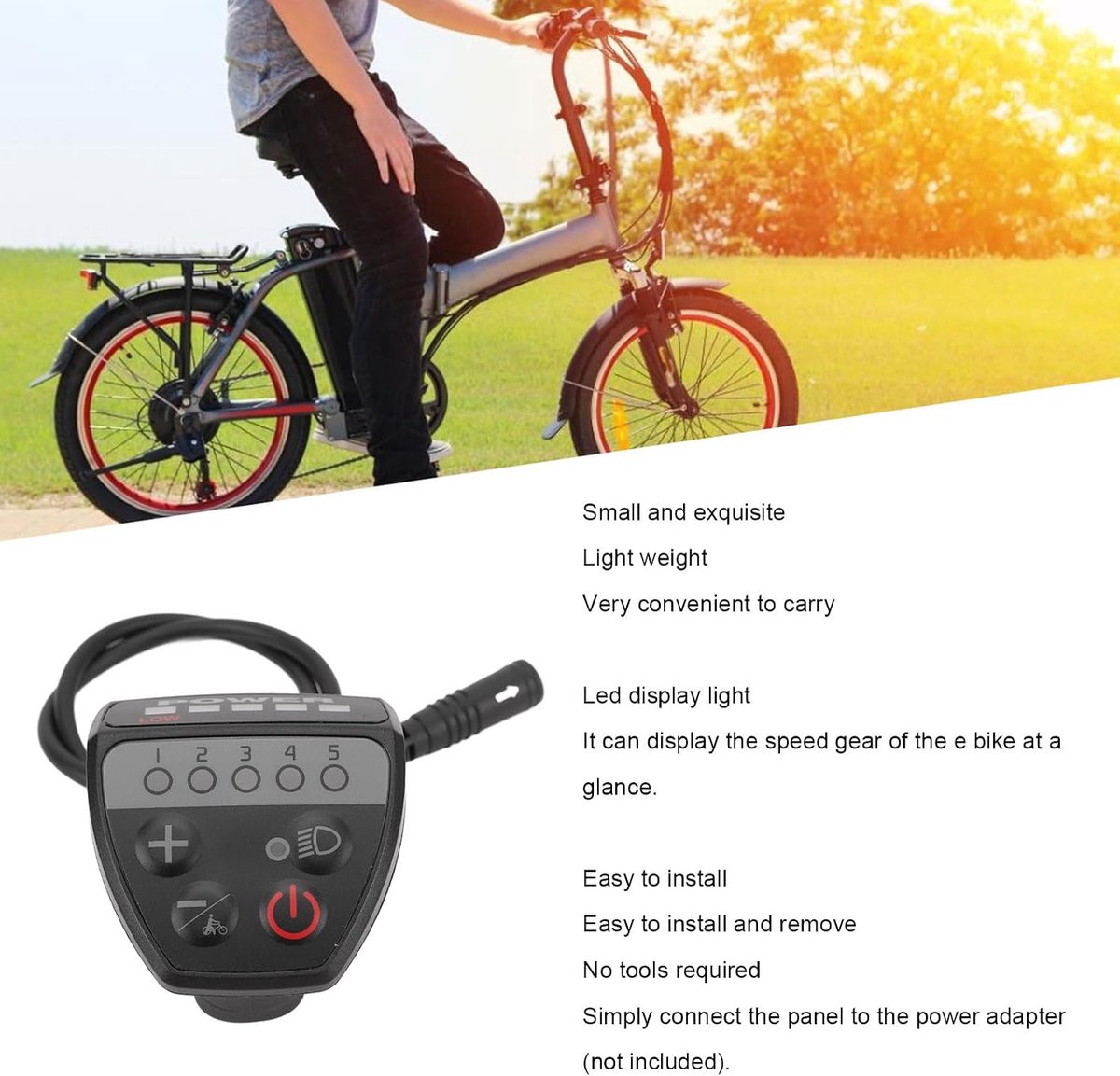 Display voor Elektrische Fietscontroller Snelheidsregelaar voor Elektrische Fietsen Slim Lichtgewicht 24v 36v 48v Waterbestendig 5-pins Snelheidsregelaar LED-displaypaneel voor