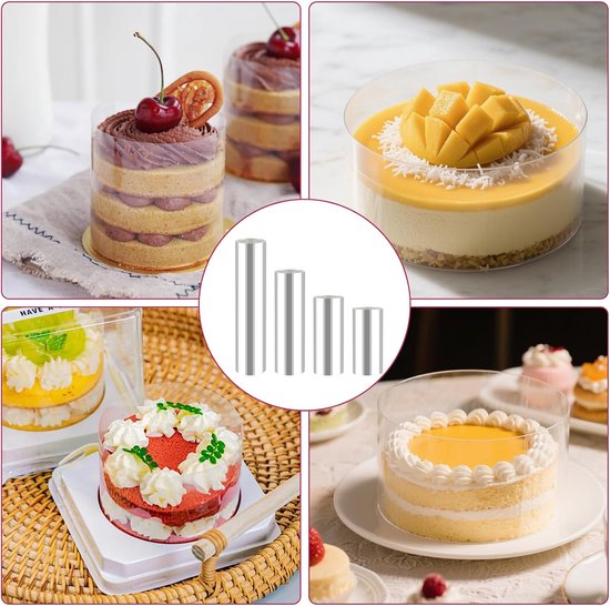 4 rollen herbruikbare taartrandfolie, 8/10/15/20 cm x 10 m, transparante acetaatfolie voor het decoreren van taarten, mousse-cake en dessert, ideaal voor bakkerijen en hobbybakkers — afbeelding 4