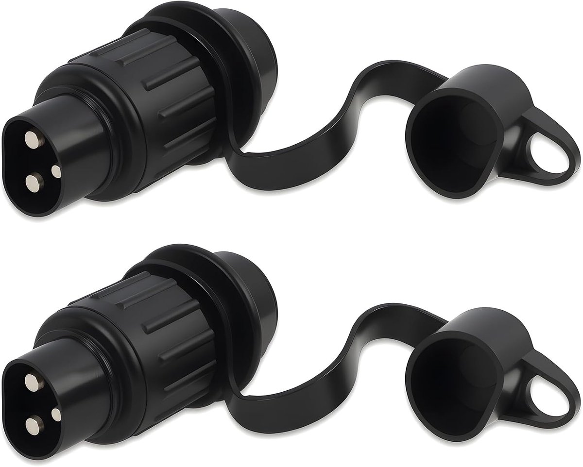 2 stuks 3-polige aanhangerstekker, 3-polige aanhangerconnectoren, 12 V, waterdichte stekker voor tractor, vrachtwagen, auto, platte stekker voor landbouwmachines, Europese normen
