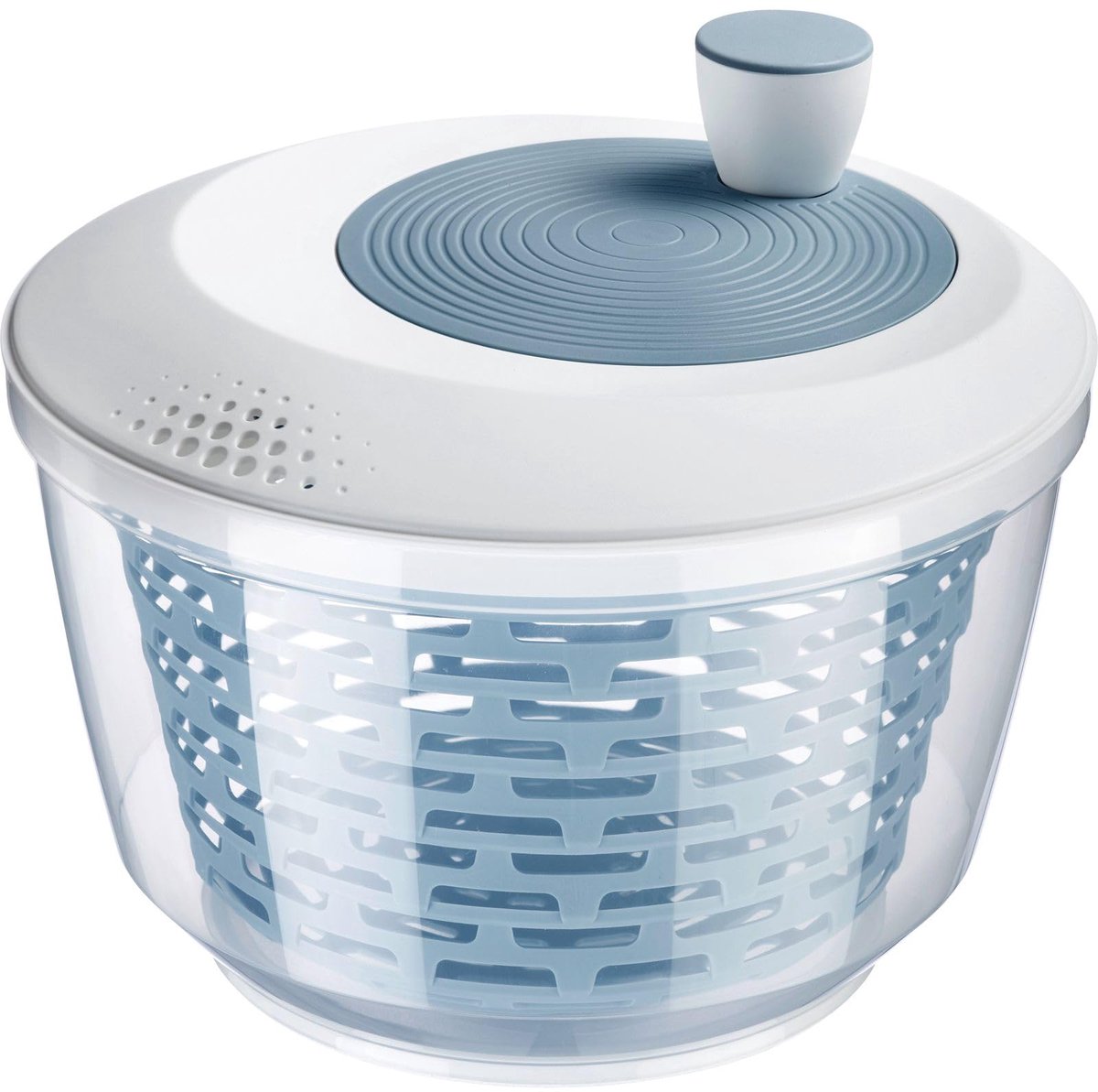 Slacentrifuge – Ideaal voor het wassen, centrifugeren en serveren van salade, ruimtebesparende slakom met deksel en schenktuit, antislip, 4,4 l – kunststof, BPA-vrij