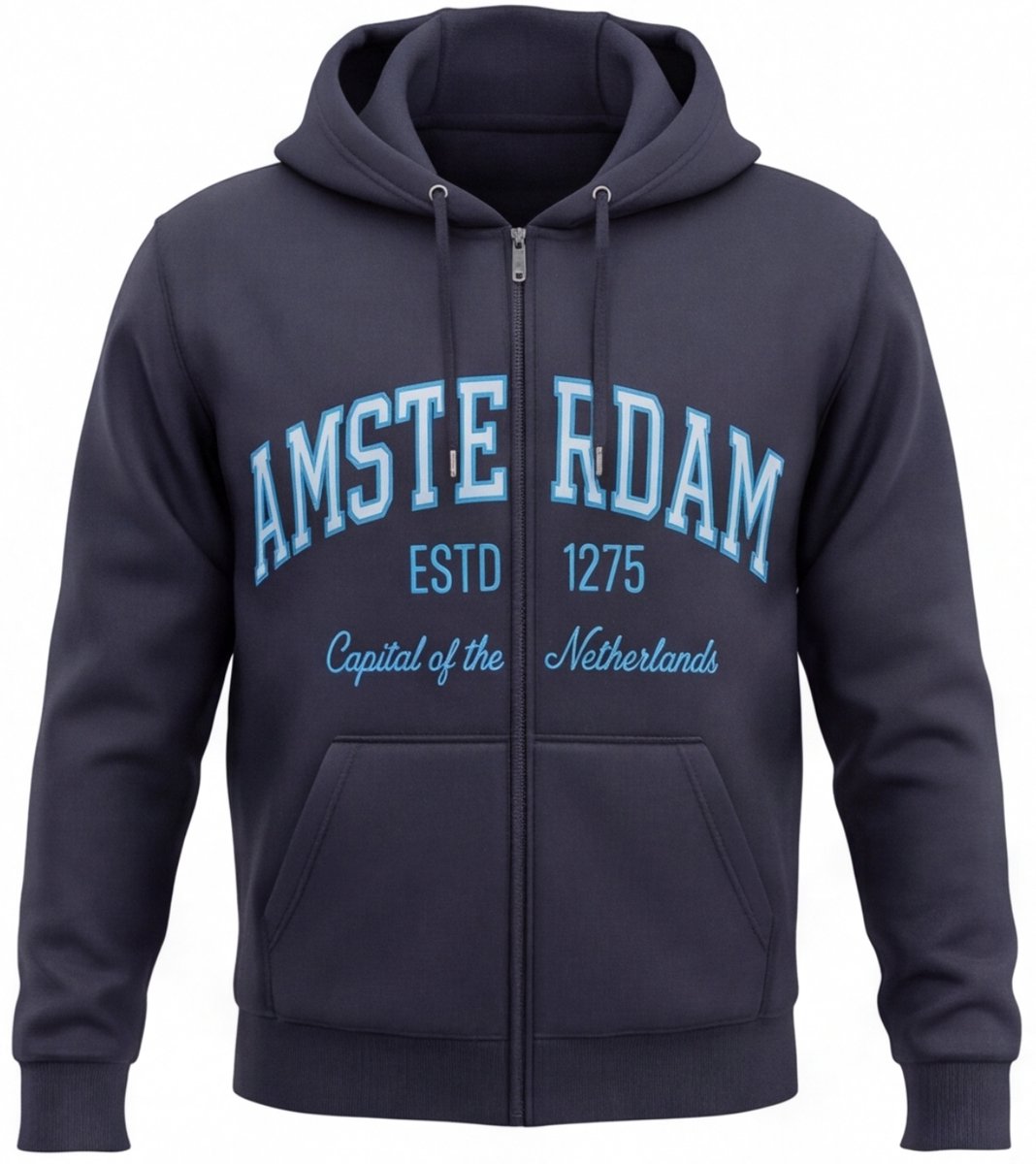 Hitman Vest Heren - Amsterdam - Trainingsvest Heren - Met Rits - Hoodie Met Capuchon - Met Zakken - Blauw - Maat L