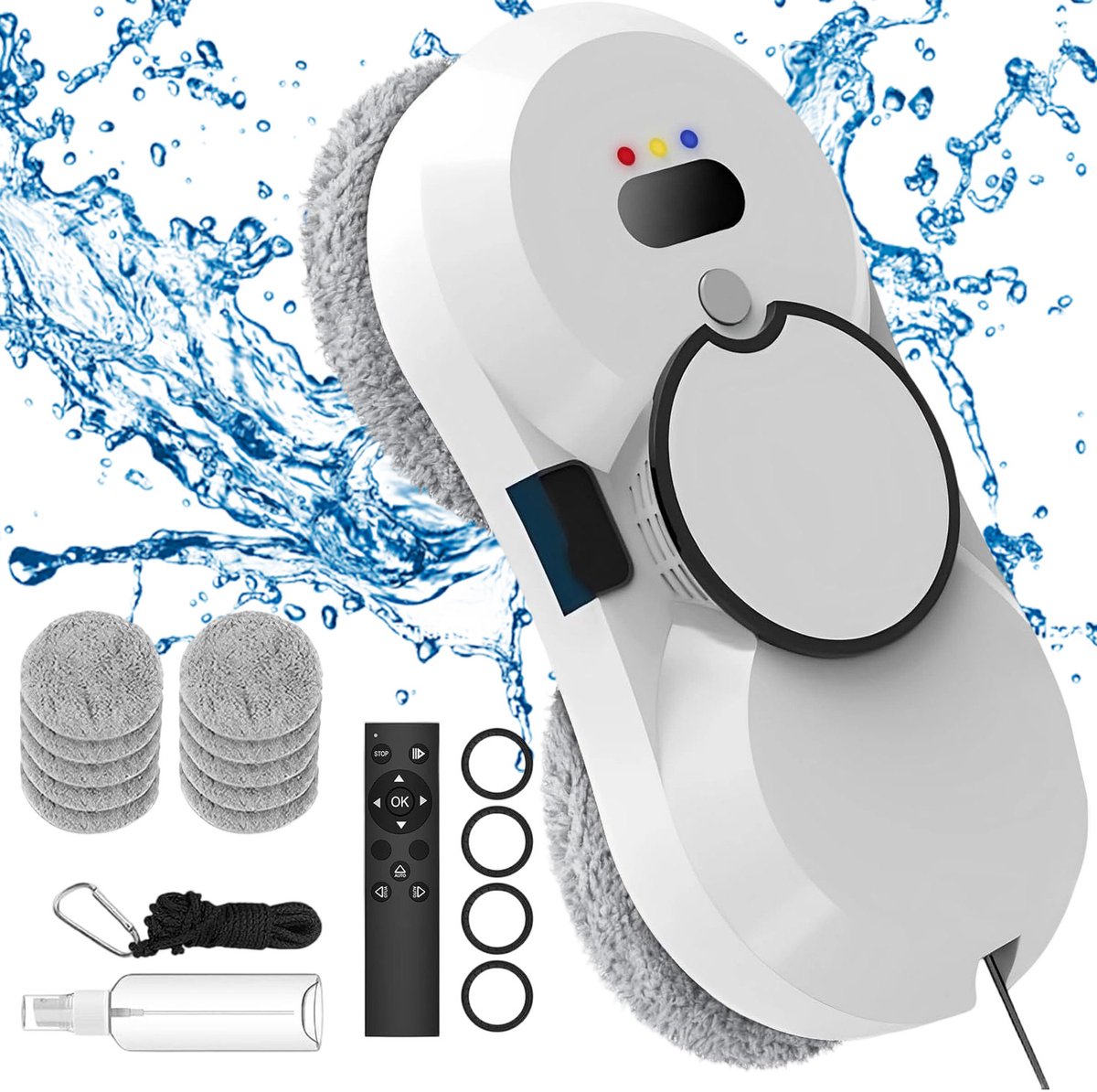 Raamrobot W17S - Automatische Ramenwasser met Waterspray - 5600Pa Zuigkracht - 3 Reinigingsroutes - 20 Min UPS Noodbeveiliging - Met Afstandsbediening