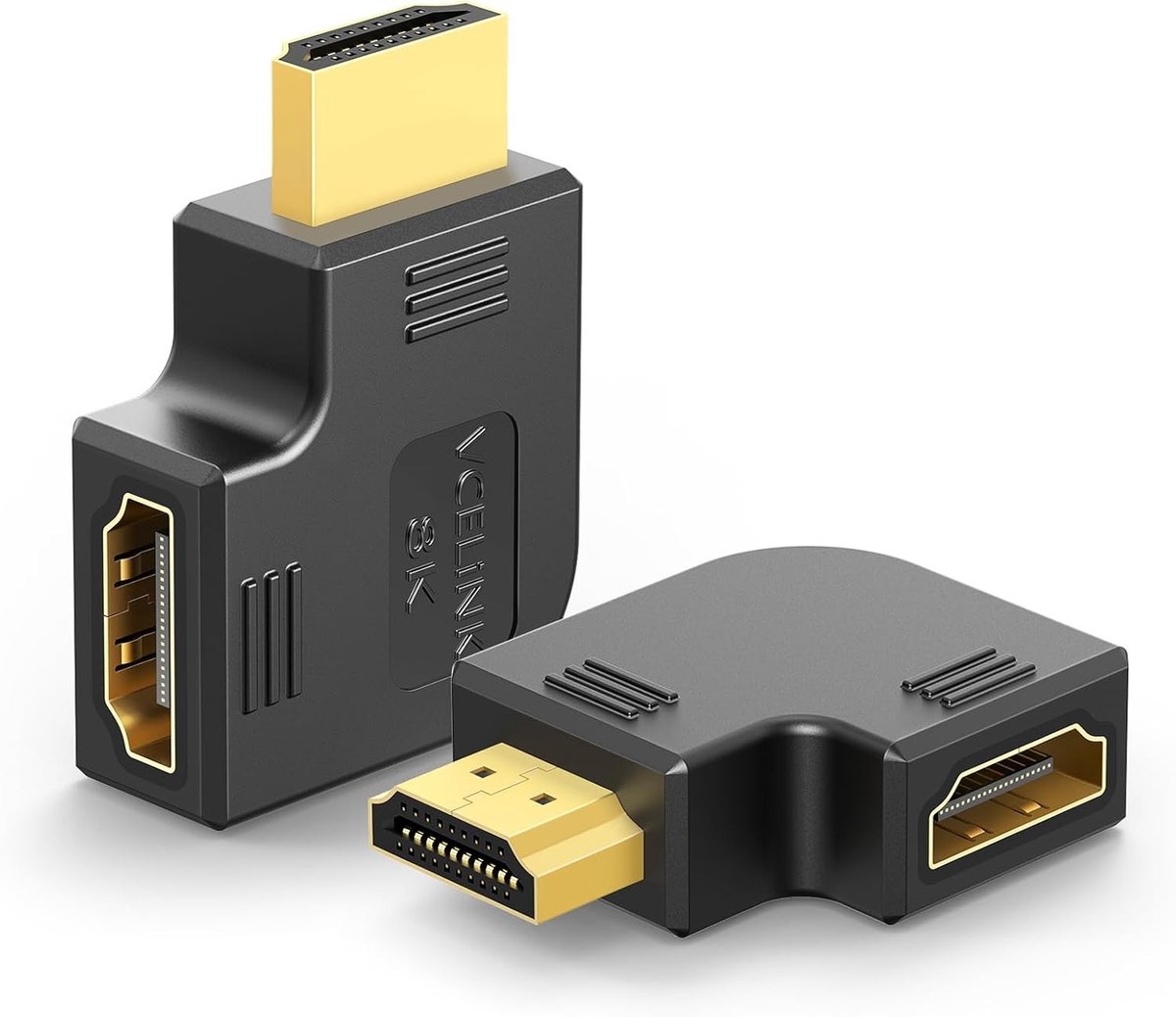 8K HDMI Hoekadapters 90 en 270 Graden, HDMI 2.1 Rechtse Hoek Male naar Vrouwelijke Connector voor Wandmontage TV, Laptop en Gaming Console, 2 Stuks