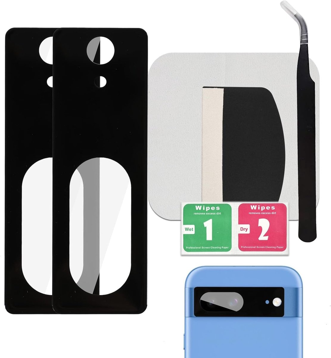 Camera Lens Glas Vervanging voor Pixel 7 - 2 Stuks, HD Helder Veiligheidsglas, Compleet Reparatiepakket met Gereedschap en Lijm voor Achtercamera
