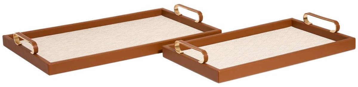 Lot de 2 plateaux Whisky rectangulaires beige