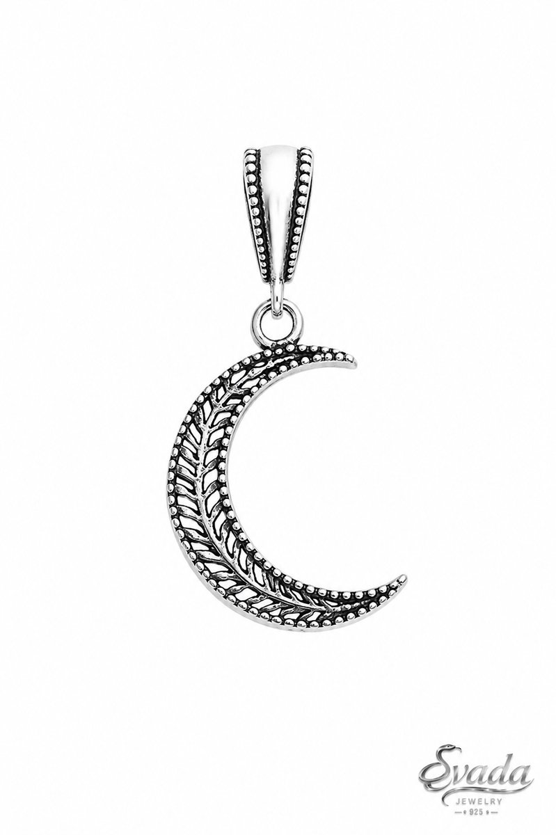 925 Sterling Zilver Hanger – Halve Maan Design – Vintage Moon Pendant – Crescent Moon – Pendentif Lune – Eavada Jewelry