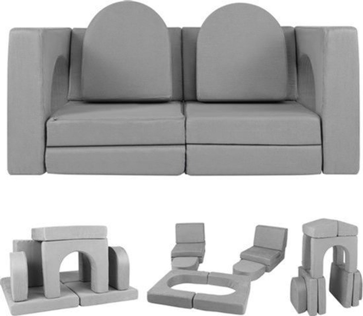 Speelset – Speelbank – Klimset – Zitzak – Speelhuis – Modulaire Kinderbank – Zachte Suède Bekleding – Wasbare Afneembare Hoezen