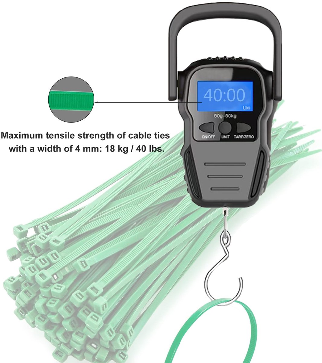 Zuizhan Groene kabelbinders 200 m x 4 mm, 100 stuks mini dunne plastic tuinritsbanden, 40 lbs treksterkte met - ShopVlot
