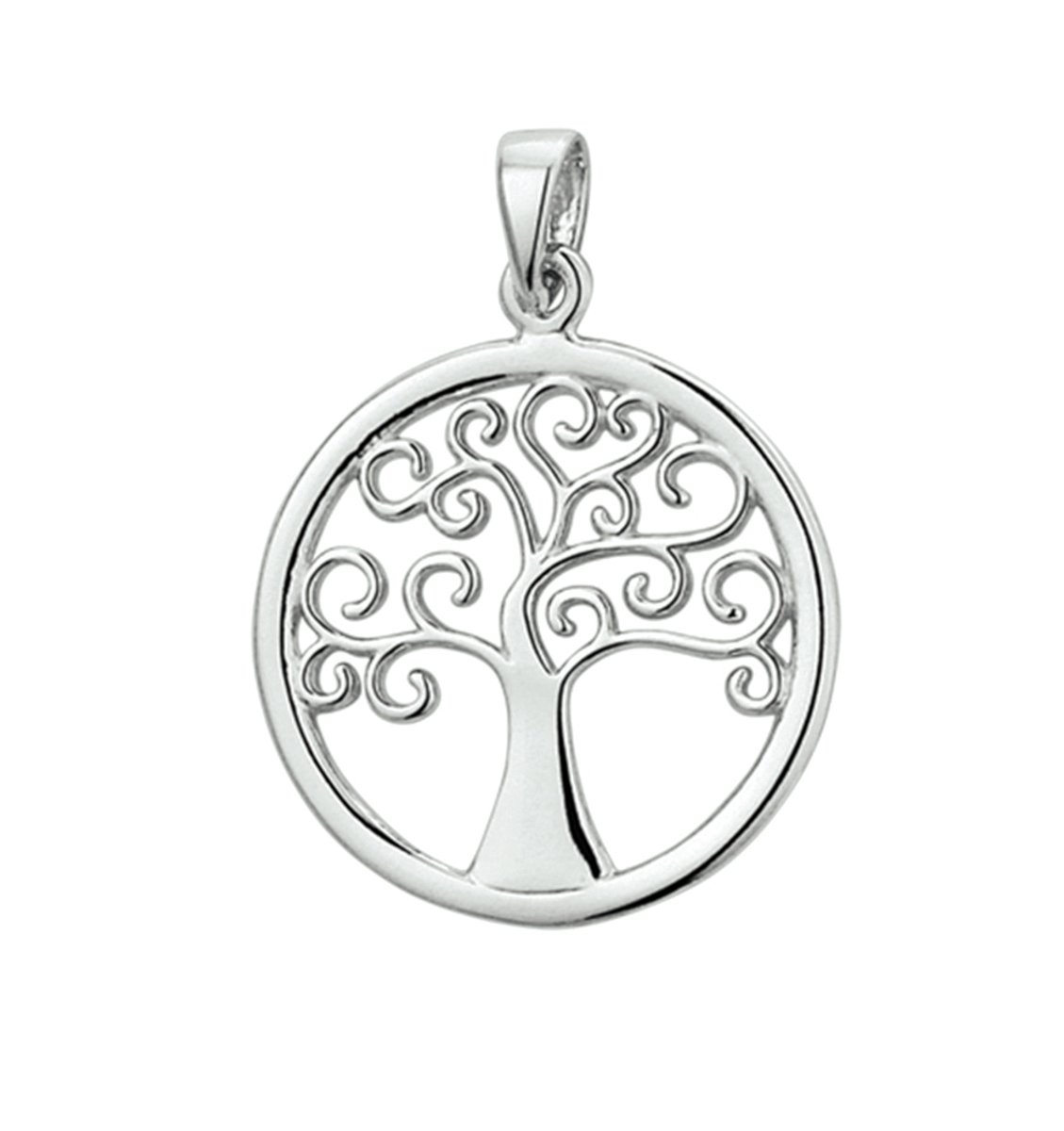 Gerhodineerde 925 Sterling Zilveren Hanger Levensboom – Ronde Tree of Life Hanger 20 mm – Zilveren Dameshanger