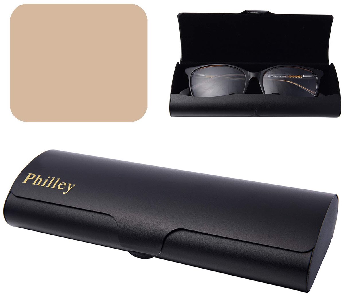 Philley Aluminium Ultra-Licht Brilhoesontwerp Hard Shell Myopie Brilhoesontwerp voor Vrouwen & Mannen, Zwart, M - ShopVlot