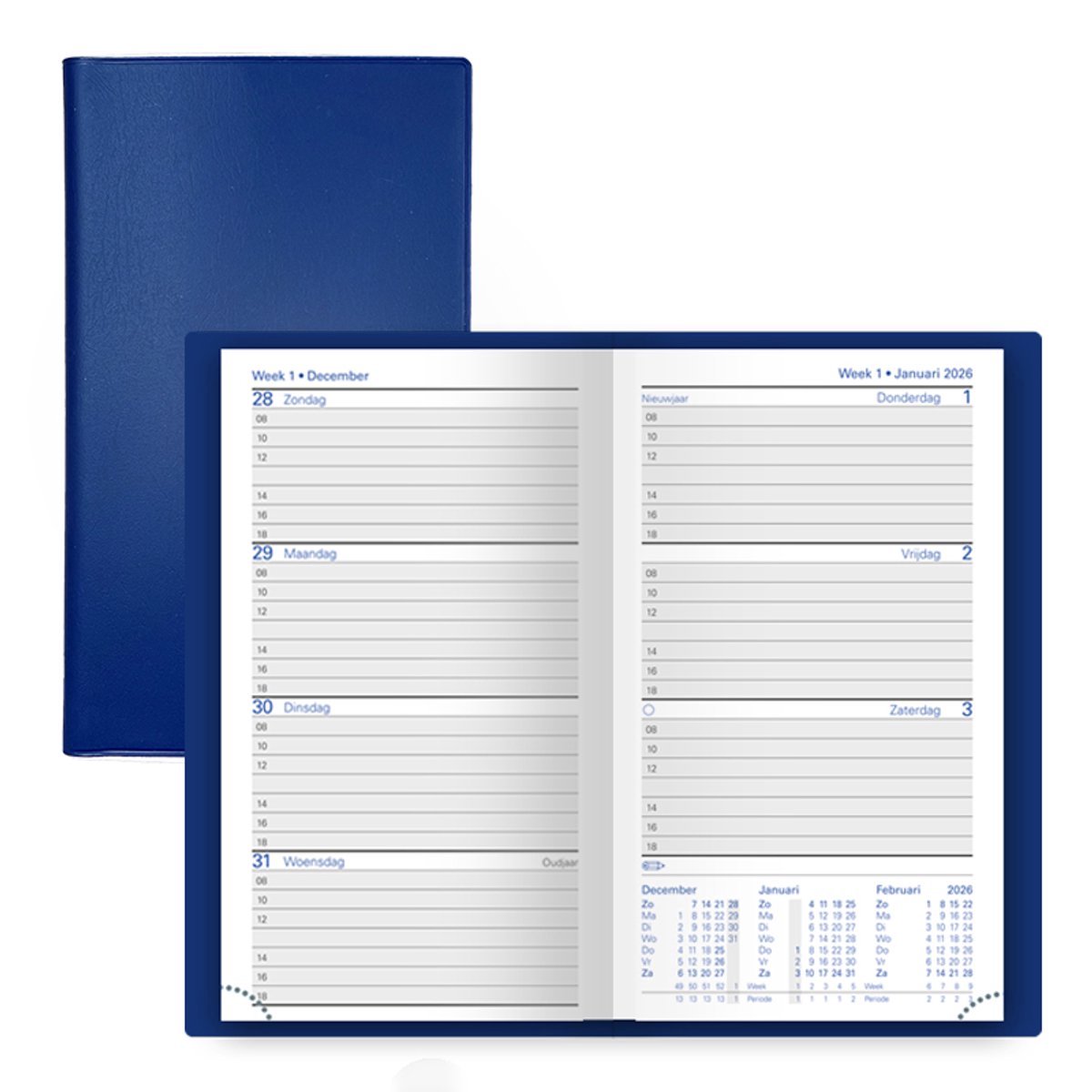 Zakagenda Ceder 2027 - met weekindeling - beginnend op zondag - blauw - Bekend van Eilers Promotional Gifts - formaat 9x16 cm