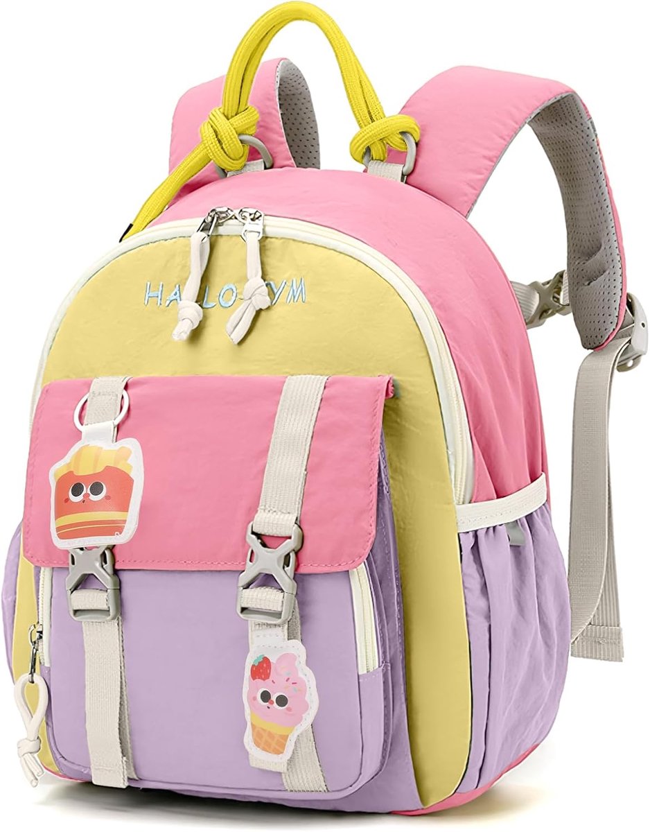 KZQ Rugzak - Schooltas - Kinderrugzak - Met reflecterende borstband - Geschikt voor kinderen van 2-5 jaar - 26 x 12 x 31cm - Roze（Hanger niet inbegrepen）