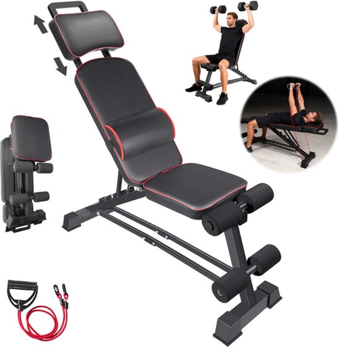 Halterbank Multifunctioneel - 5 Standen Verstelbaar - 17.2 Kg Gewicht - Full-Body Training - Trainingsbank