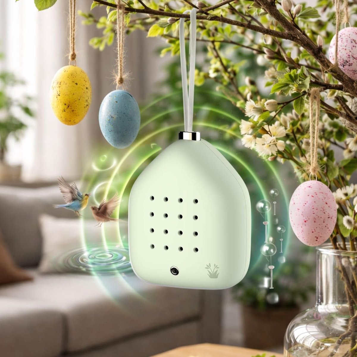 RELAXOUND Lily Bells – decoratieve klanghanger met bewegingsmelder, zacht vogelgeluid, gong en watergeluiden – - ShopVlot