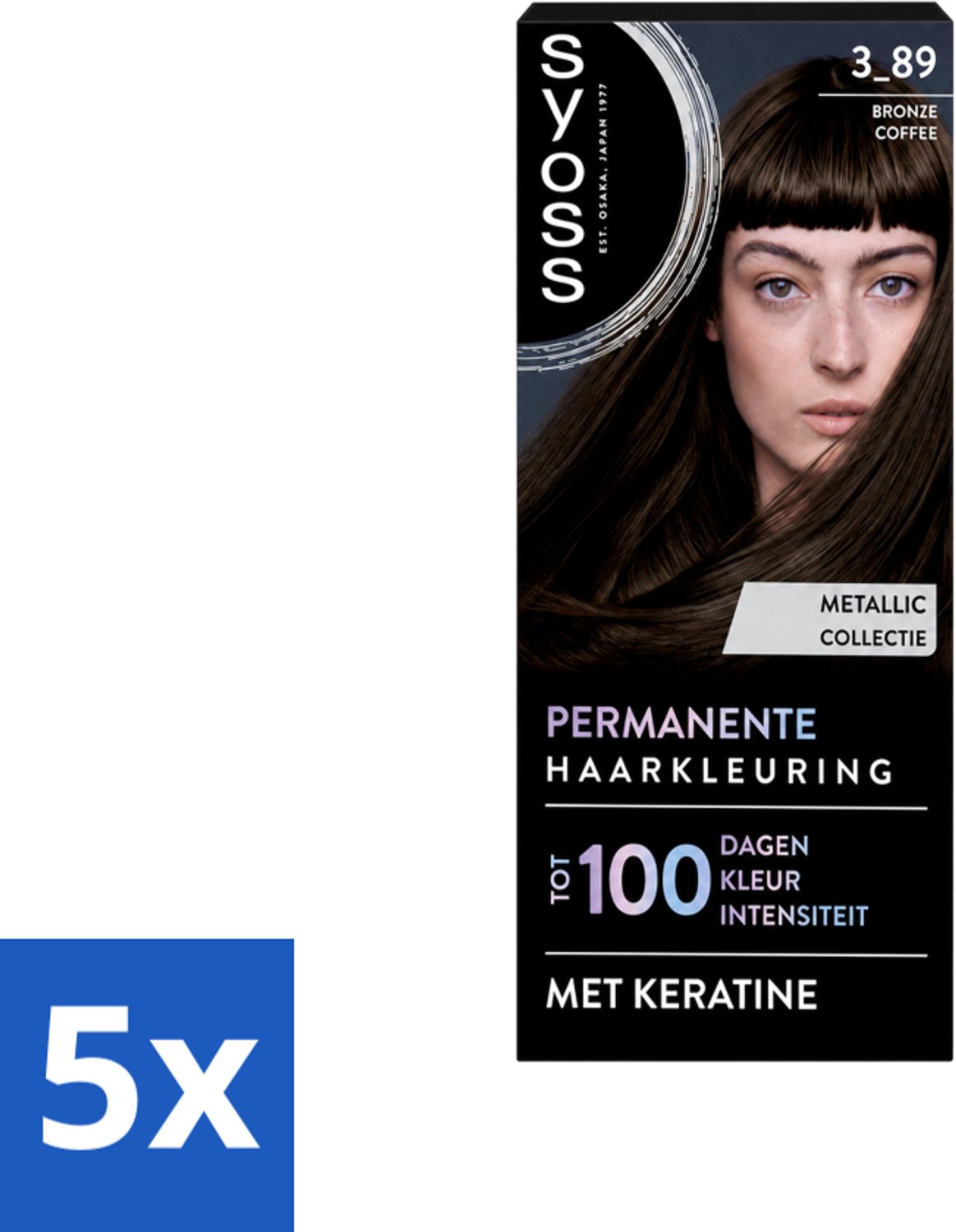 5 x SYOSS - Coloration 3-89 Bronze Coffee - Haarverf - Grijsdekking - Vermindert Haarbreuk - Voordeelverpakking - 5 stuks