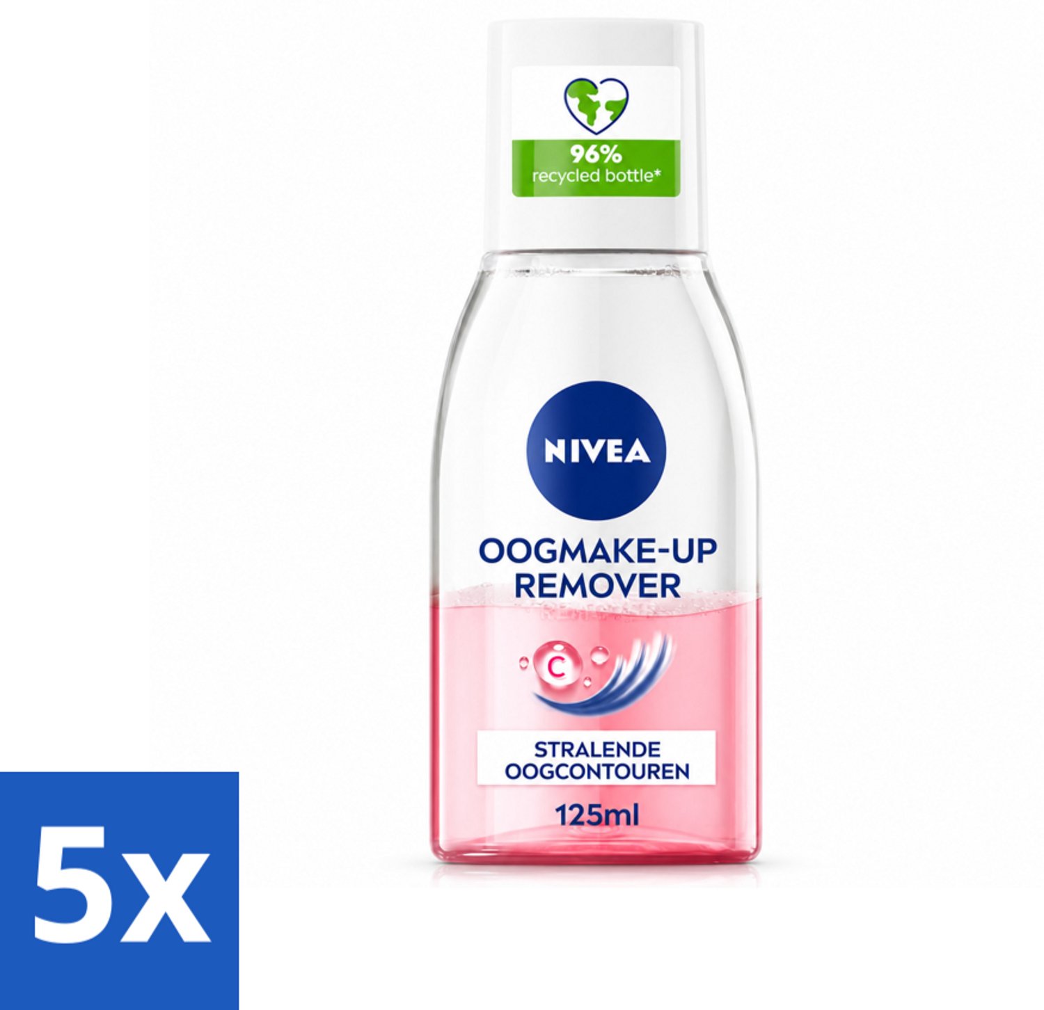 5 x NIVEA - Oogmake-up Verwijderaar - Verzorgend - Voor waterbestendige make-up - Met Vitamine C - 125 ml - Voordeelverpakking - 5 stuks