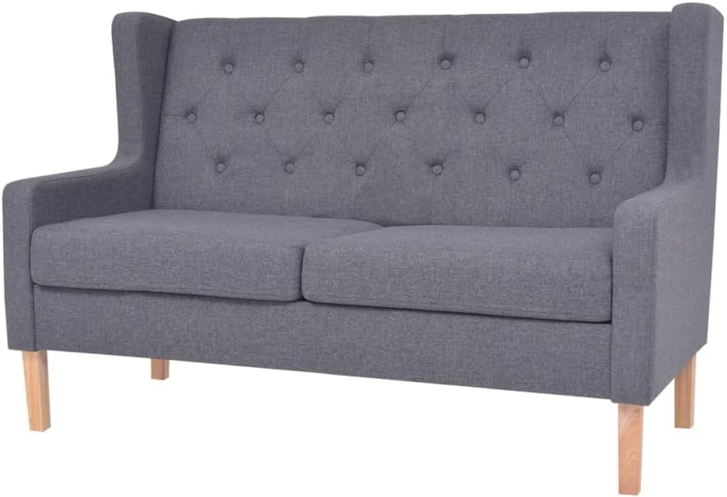 Tweezitsbank 2-zits stof grijs met massief houten frame en zachte bekleding voor maximaal 110 kg per zitplaats