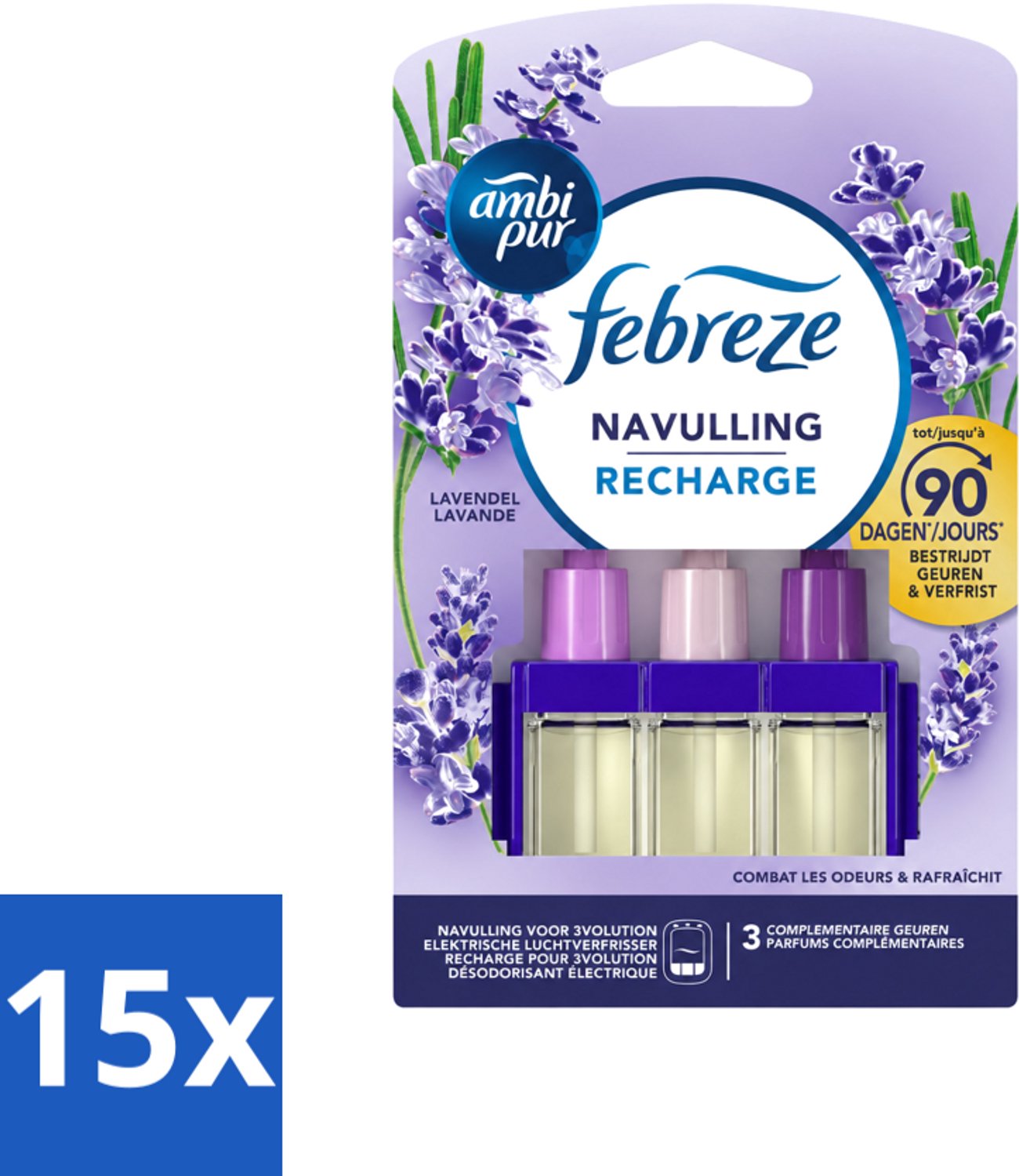 15 x Ambi Pur - 3Volution - Navulling - Lavendel - 20 ml - Voordeelverpakking - 15 stuks