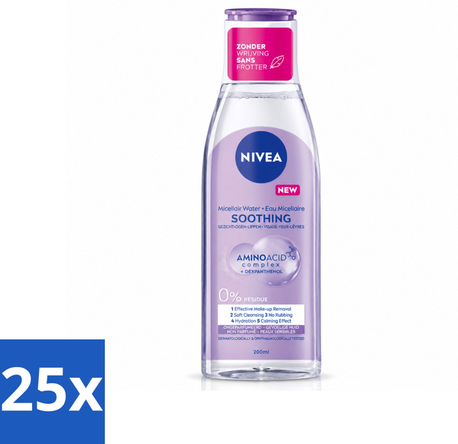 25 x NIVEA - Micellair Water - Gevoelige Huid - Anti-Restant - Verwijdert Waterbestendige Make-up - 200 ml - Voordeelverpakking - 25 stuks