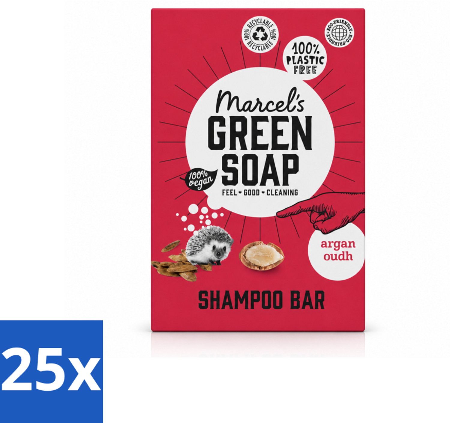 25 x Marcel's Green Soap - Shampoobar - Argan & Oudh - Versterkt & verzorgt - 90 gr - Voordeelverpakking - 25 stuks
