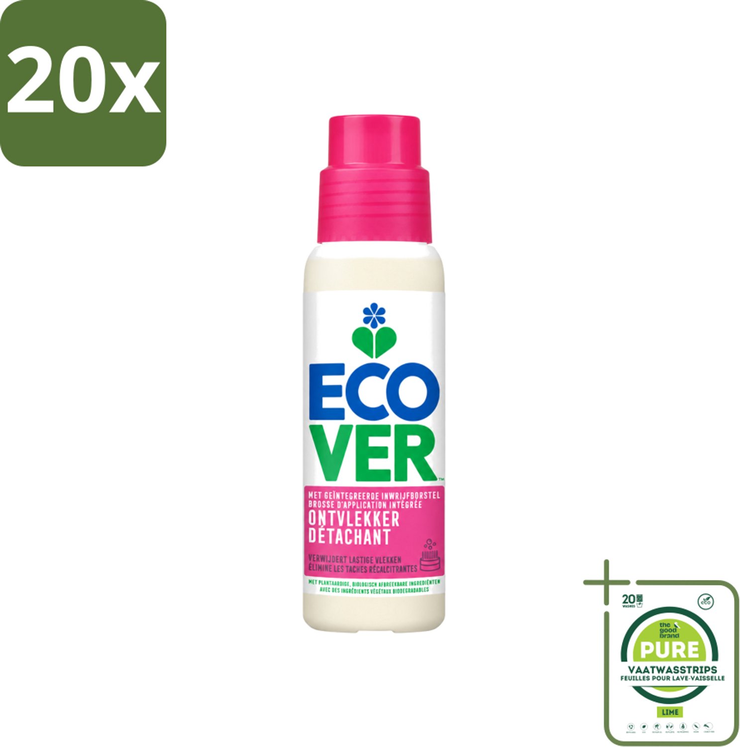 20 x Ecover - Ontvlekkingsmiddel - 200 ml - Grootverpakking - Vaatwasstrips - Ontvlekken - Vlekken Verwijderen - Natuurlijke Reiniging - Plantaardige Ontvlekker - Krachtige Ontvlekker