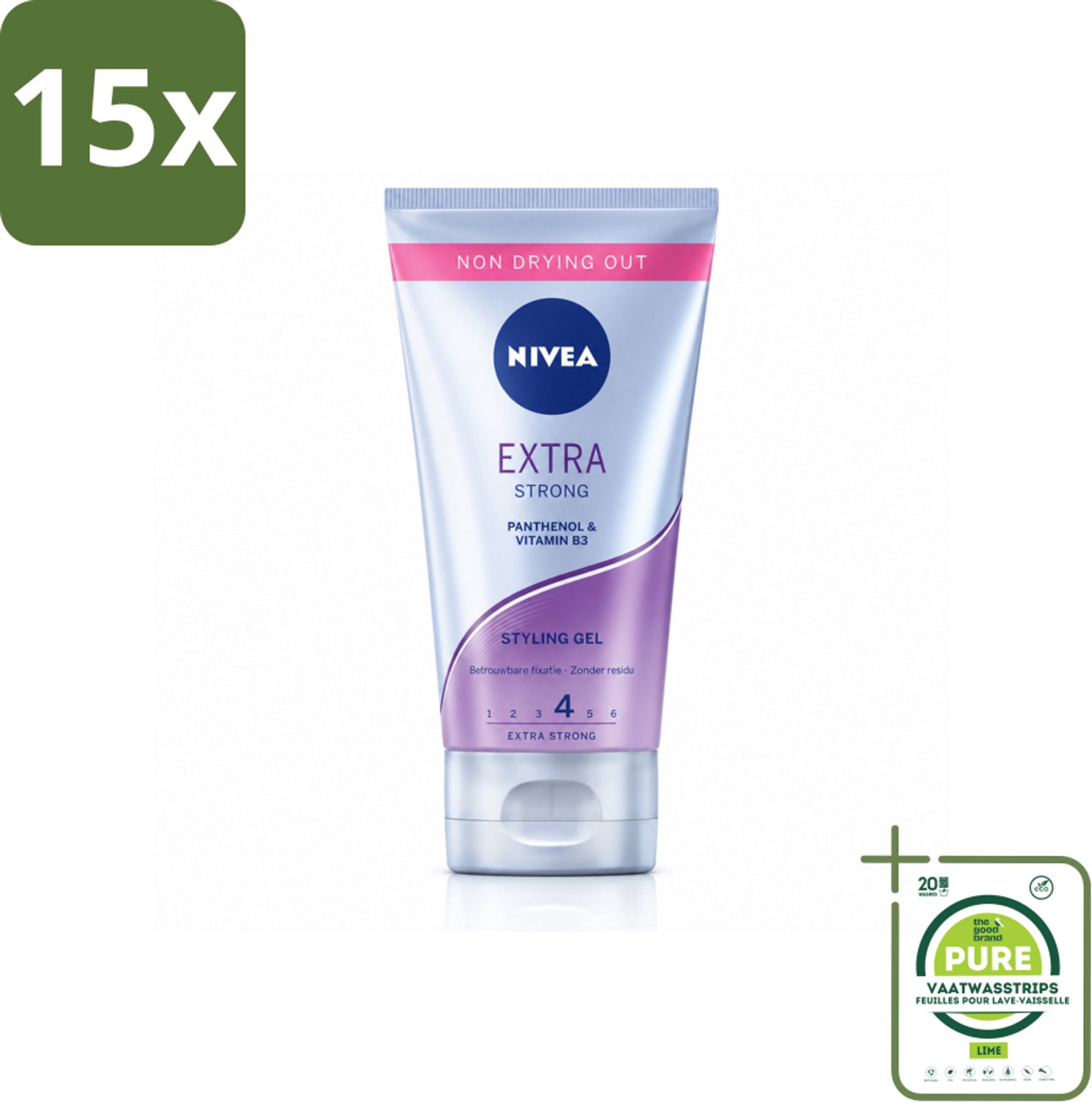15 x NIVEA - Stylingsgel - Extra Sterk - Betrouwbare Fixatie - 150 ml - Grootverpakking - Vaatwasstrips - Styling Gel - Haar Fixatie - Gezond Haar - Haar Verzorging - Haar Bescherming
