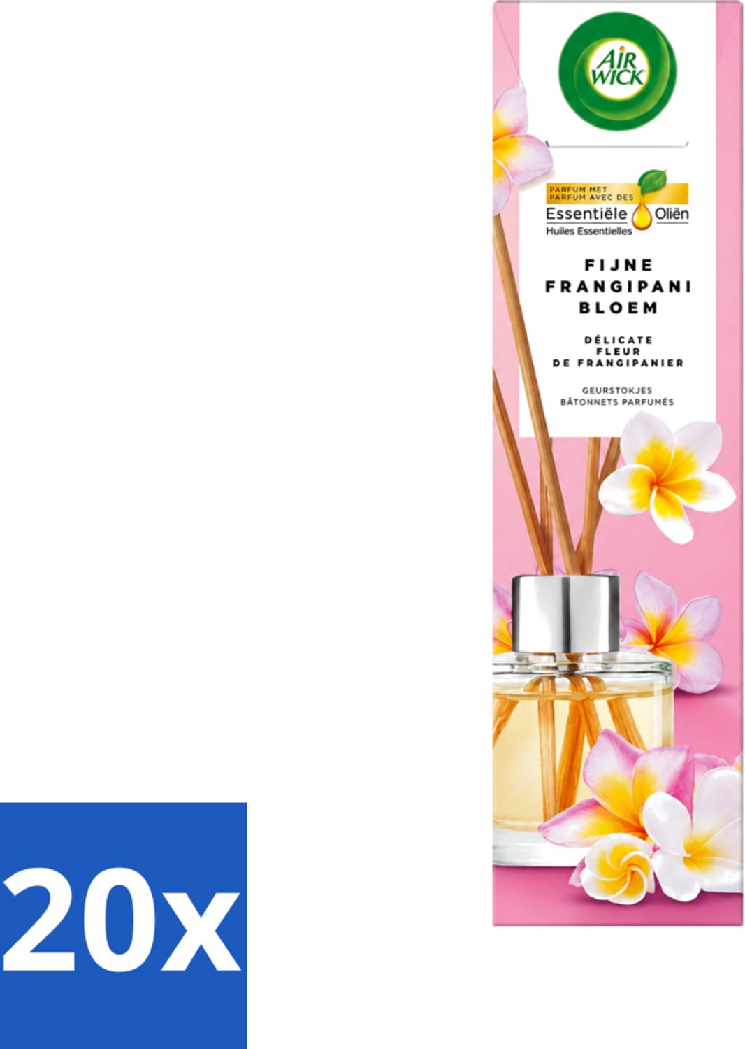 20 x Air Wick - Geurstokjes - Delicate Frangipani Bloemen - Essentiële Oliën - 40 ml - Voordeelverpakking - 20 stuks