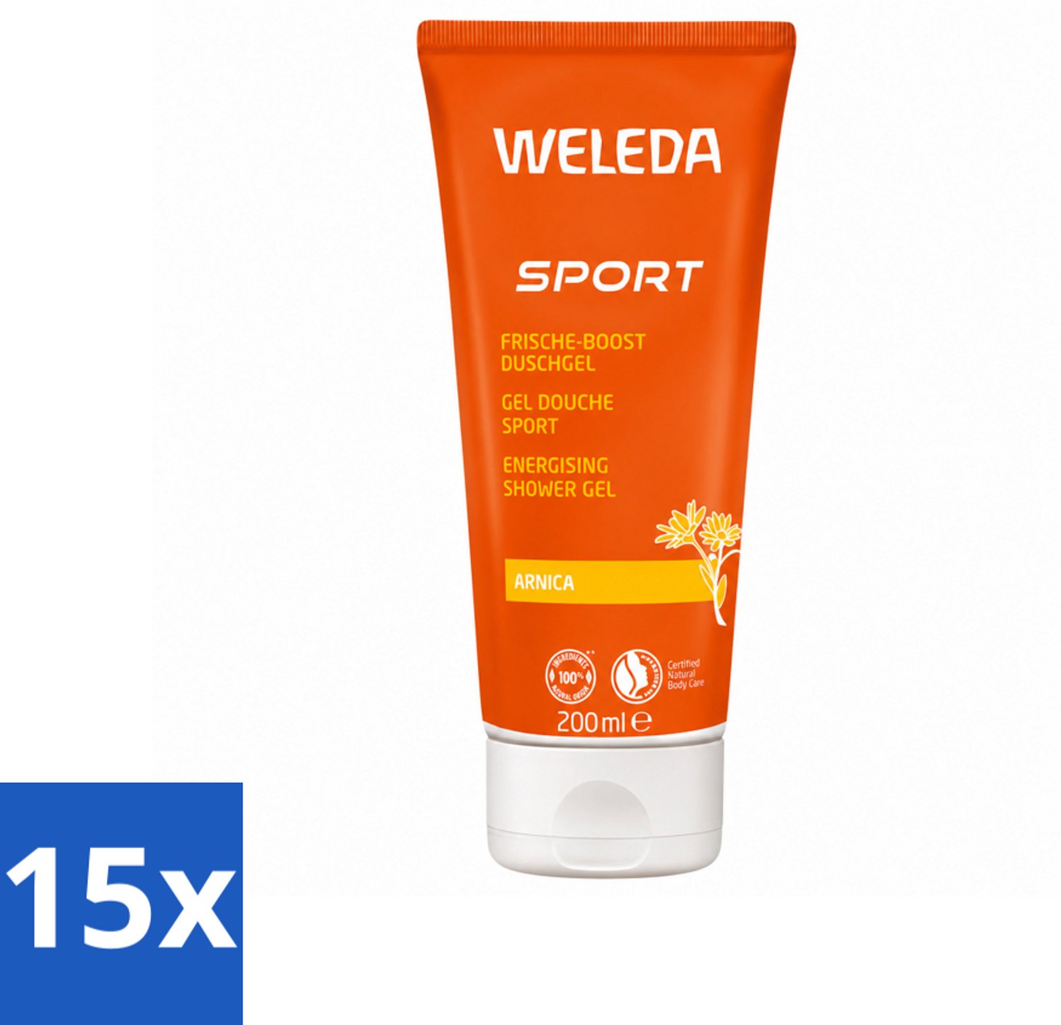 15 x WELEDA - Douchegel Sport - Arnica - 200 ml - Voordeelverpakking - 15 stuks