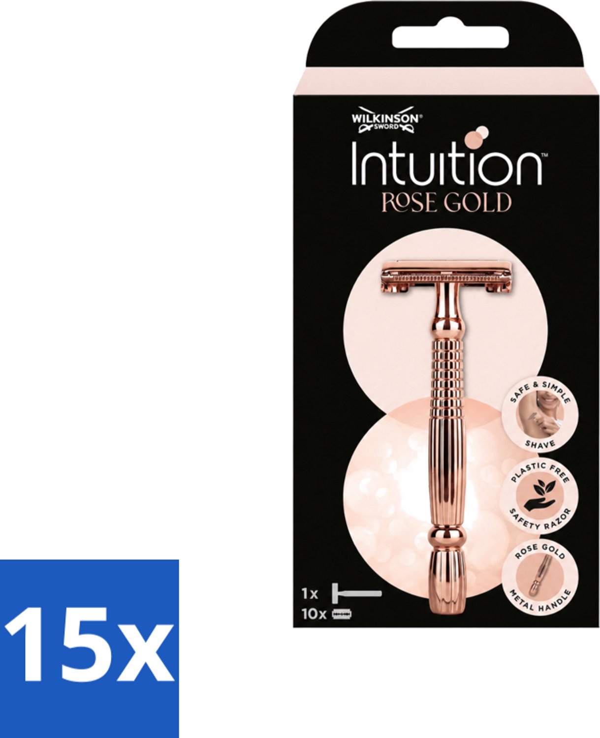 15 x Wilkinson Sword - Scheermes - Intuition Rose Gold - Luxe - 10 mesjes - Voordeelverpakking - 15 stuks