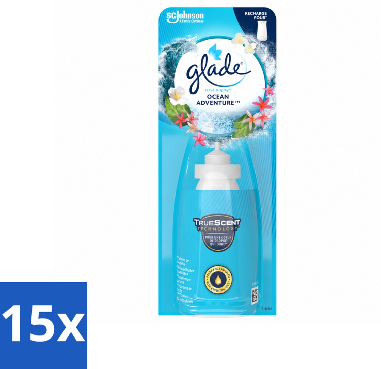 15 x Glade - Sense & Spray - Ocean Adventure - 18 ml - Voordeelverpakking - 15 stuks