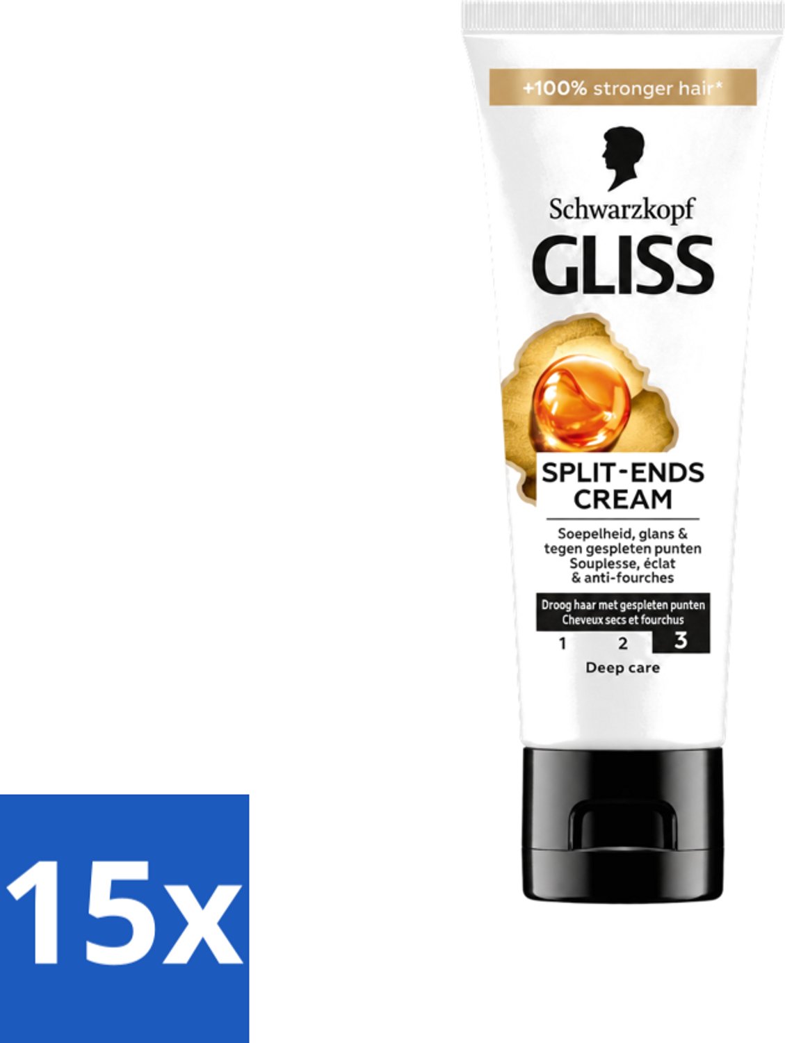 15 x Gliss - Split-Ends Cream - Tegen Gespleten Haarpunten - 50 ml - Voordeelverpakking - 15 stuks