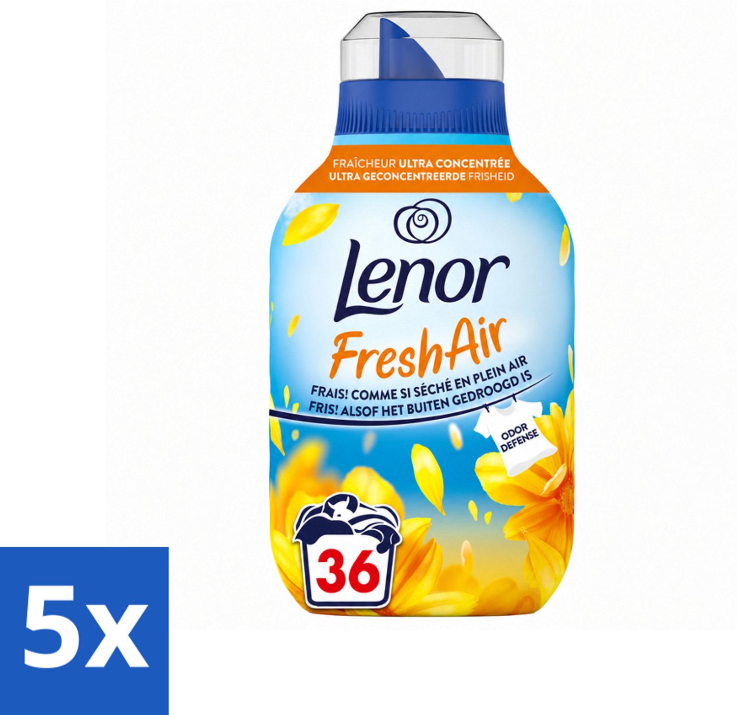 5 x Lenor - Wasverzachter - Fresh Air Zonnestralen - Ultra Geconcentreerd - 36 Wasbeurten - Voordeelverpakking - 5 stuks